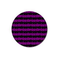 Zombie Purple And Black Halloween Nightmare Stripes  Magnet 3  (round) by PodArtist