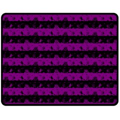 Zombie Purple And Black Halloween Nightmare Stripes  Double Sided Fleece Blanket (medium)  by PodArtist