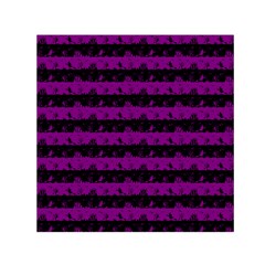 Zombie Purple And Black Halloween Nightmare Stripes  Small Satin Scarf (square) by PodArtist