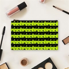 Slime Green And Black Halloween Nightmare Stripes  Cosmetic Bag (medium) by PodArtist