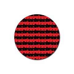 Donated Kidney Pink And Black Halloween Nightmare Stripes  Rubber Coaster (round)  by PodArtist