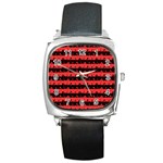 Donated Kidney Pink and Black Halloween Nightmare Stripes  Square Metal Watch Front