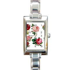 Roses 1770165 1920 Rectangle Italian Charm Watch by vintage2030