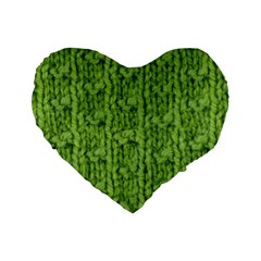 Knitted Wool Chain Green Standard 16  Premium Heart Shape Cushions by vintage2030