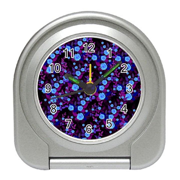 Purple Blue  Roses Travel Alarm Clock