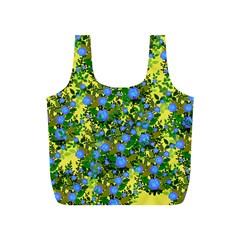 Blue Luminescent Roses Yellow Full Print Recycle Bag (s) by snowwhitegirl