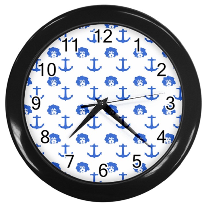 Vintage Face Anchor Blue Wall Clock (Black)