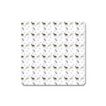 White Deer Pattern Square Magnet Front