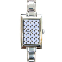 Retro Typewriter Blue Pattern Rectangle Italian Charm Watch by snowwhitegirl