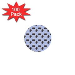 Retro Typewriter Blue Pattern 1  Mini Buttons (100 Pack)  by snowwhitegirl