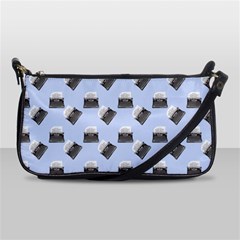 Retro Typewriter Blue Pattern Shoulder Clutch Bag by snowwhitegirl