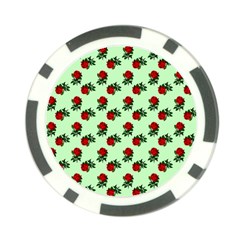 Red Roses Green Poker Chip Card Guard by snowwhitegirl