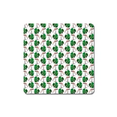 Flamingo Leaf Patttern Square Magnet by snowwhitegirl