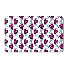 Flamingo Leaf Patttern Blue Magnet (rectangular) by snowwhitegirl