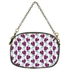 Flamingo Leaf Patttern Blue Chain Purse (two Sides) by snowwhitegirl