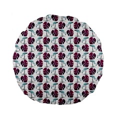 Flamingo Leaf Patttern Blue Standard 15  Premium Flano Round Cushions by snowwhitegirl