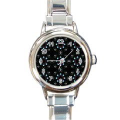 Embroidery Paisley Black Round Italian Charm Watch by snowwhitegirl