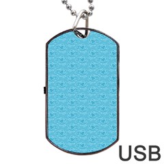 Retro Blue Pattern Dog Tag Usb Flash (one Side) by snowwhitegirl