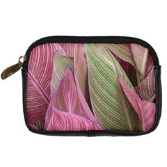 Pink Leaves Digital Camera Leather Case by snowwhitegirl