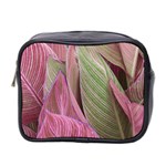 Pink Leaves Mini Toiletries Bag (Two Sides) Front