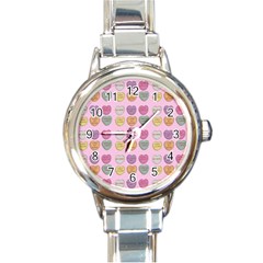 Valentine Hearts Pink Round Italian Charm Watch by snowwhitegirl