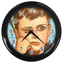 Retro Boy Wall Clock (black) by vintage2030