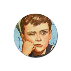 Retro Boy Rubber Coaster (round)  by vintage2030