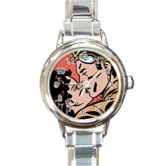 Retrocouplekissing Round Italian Charm Watch by vintage2030