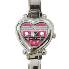 Pink Cassette Heart Italian Charm Watch by vintage2030