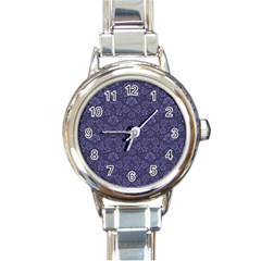 Damask Purple Round Italian Charm Watch by vintage2030