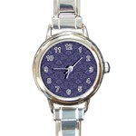 Damask Purple Round Italian Charm Watch Front