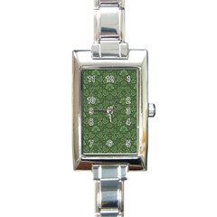 Damask Green Rectangle Italian Charm Watch by vintage2030