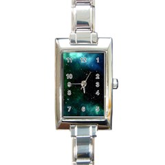 Galaxy Sky Blue Green Rectangle Italian Charm Watch by snowwhitegirl