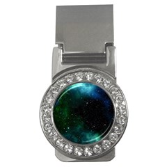 Galaxy Sky Blue Green Money Clips (cz)  by snowwhitegirl