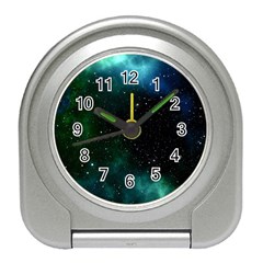 Galaxy Sky Blue Green Travel Alarm Clock by snowwhitegirl