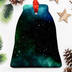 Galaxy Sky Blue Green Bell Ornament (two Sides) by snowwhitegirl