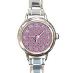 Vintage Floral Lilac Round Italian Charm Watch Front