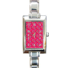 Vintage Floral Pink Rectangle Italian Charm Watch by snowwhitegirl