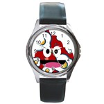 Egg Poo Round Metal Watch Front