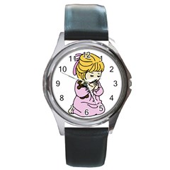 Praying Girl Round Metal Watch by snowwhitegirl