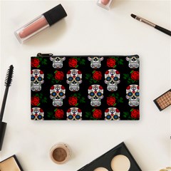 Skull Pattern Black Cosmetic Bag (small) by snowwhitegirl