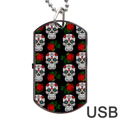 Skull Pattern Black Dog Tag Usb Flash (one Side) by snowwhitegirl