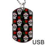 Skull Pattern Black Dog Tag USB Flash (One Side) Front