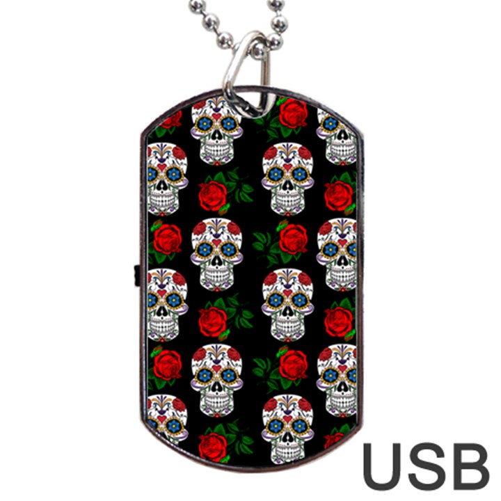 Skull Pattern Black Dog Tag USB Flash (One Side)