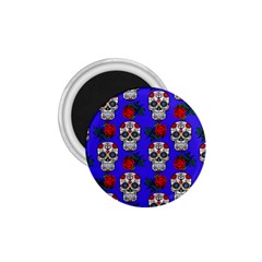 Skull Pattern Blue 1 75  Magnets by snowwhitegirl