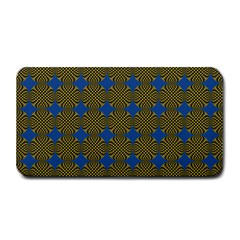 Mod Yellow Blue Circles Pattern Medium Bar Mats by BrightVibesDesign