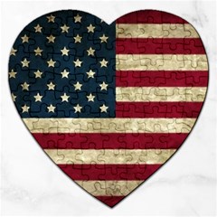 Vintage American Flag Jigsaw Puzzle (heart) by Valentinaart