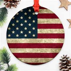 Vintage American Flag Round Ornament (two Sides) by Valentinaart