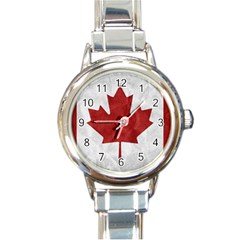 Canada Grunge Flag Round Italian Charm Watch by Valentinaart