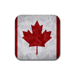 Canada Grunge Flag Rubber Coaster (square)  by Valentinaart